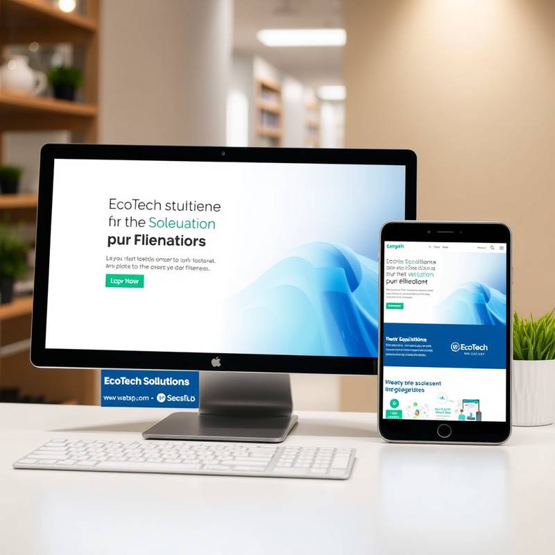 Captura de pantalla del sitio web de EcoTech Solutions, mostrando un diseño moderno y responsive.