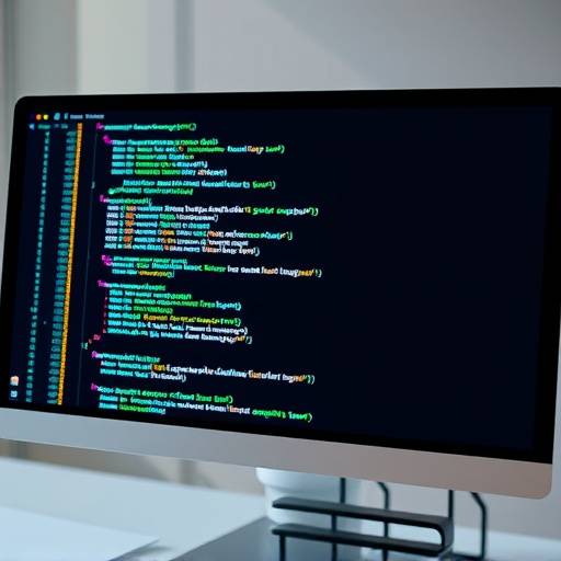 Icono de desarrollo web mostrando líneas de código y una pantalla de ordenador.