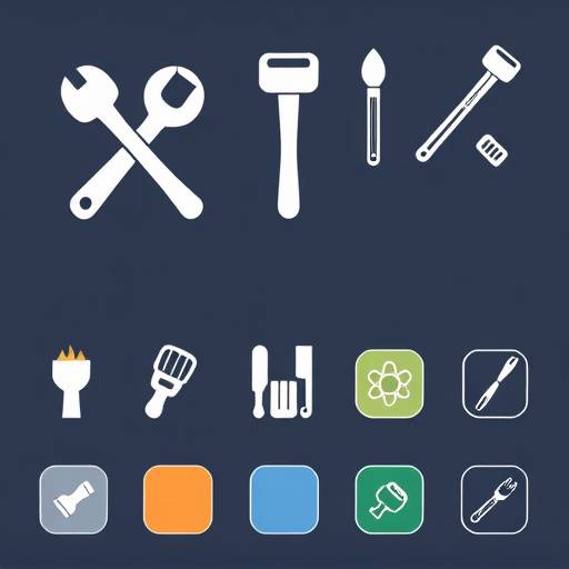Icono de diseño gráfico representando herramientas creativas como pinceles y paletas de color.